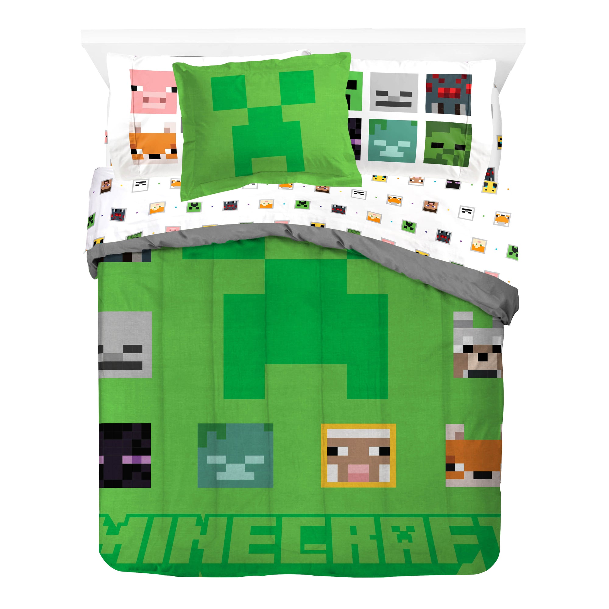 Sunny Side Up Minecraft Creeper Bed Set with Sham