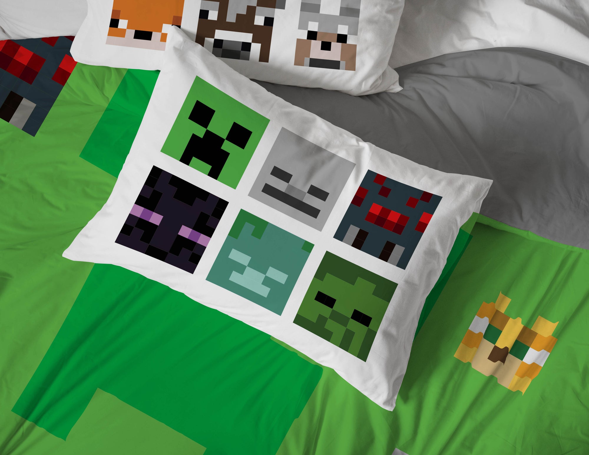 Sunny Side Up Minecraft Creeper Bed Set with Sham