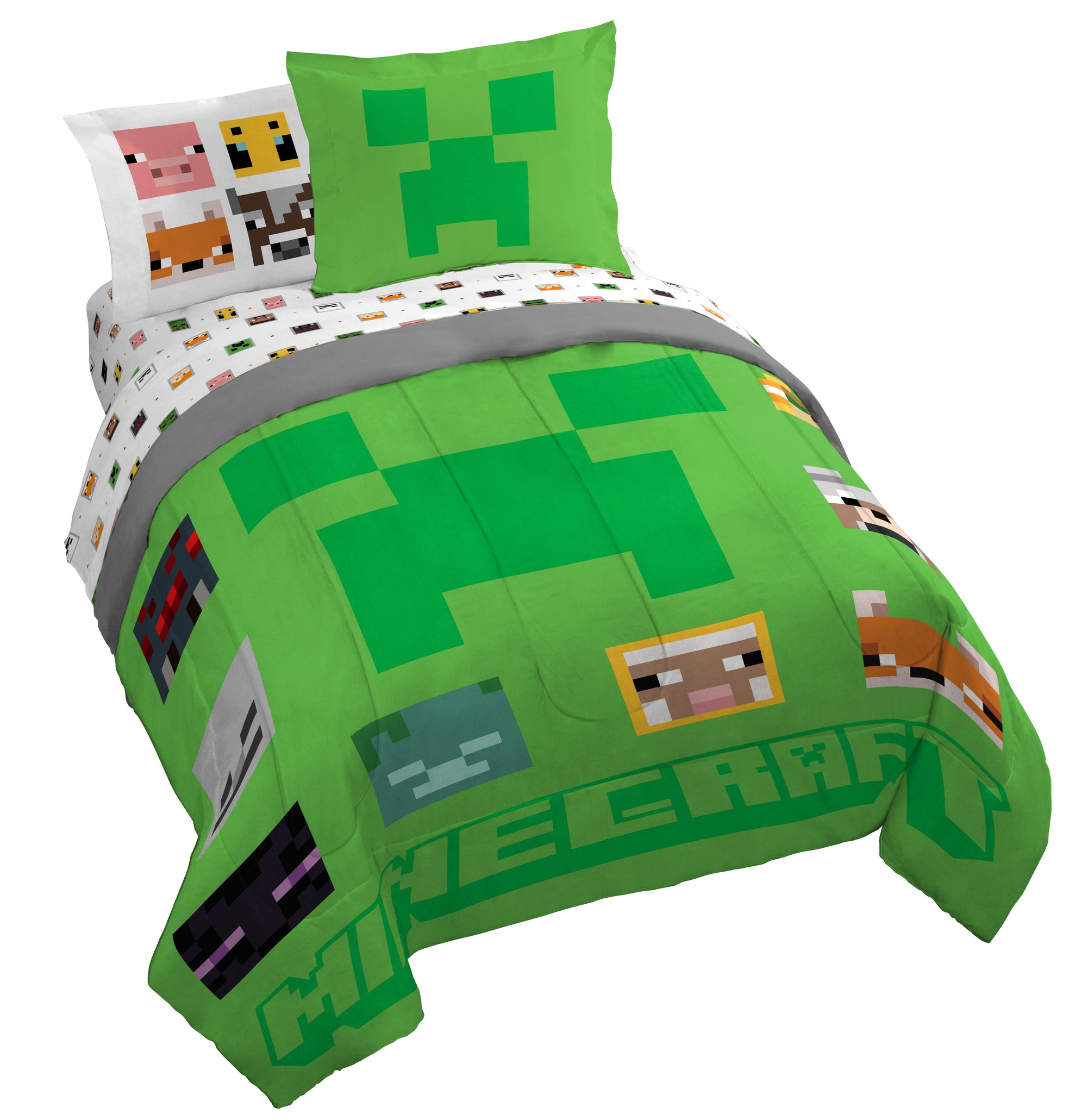 Sunny Side Up Minecraft Creeper Bed Set with Sham