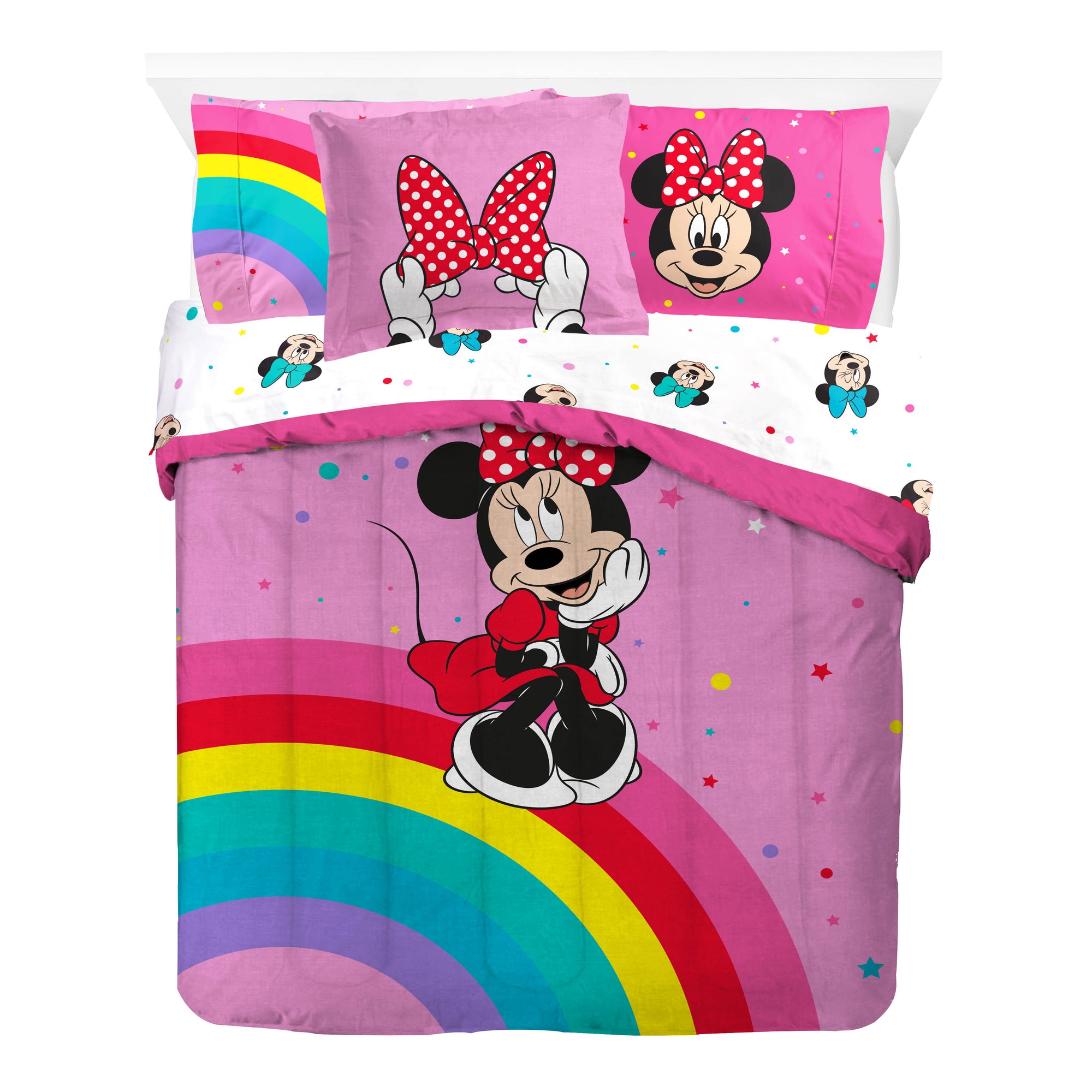 Sunny Side Up Disney Minnie Mouse Rainbow Dots Bed Set with Sham