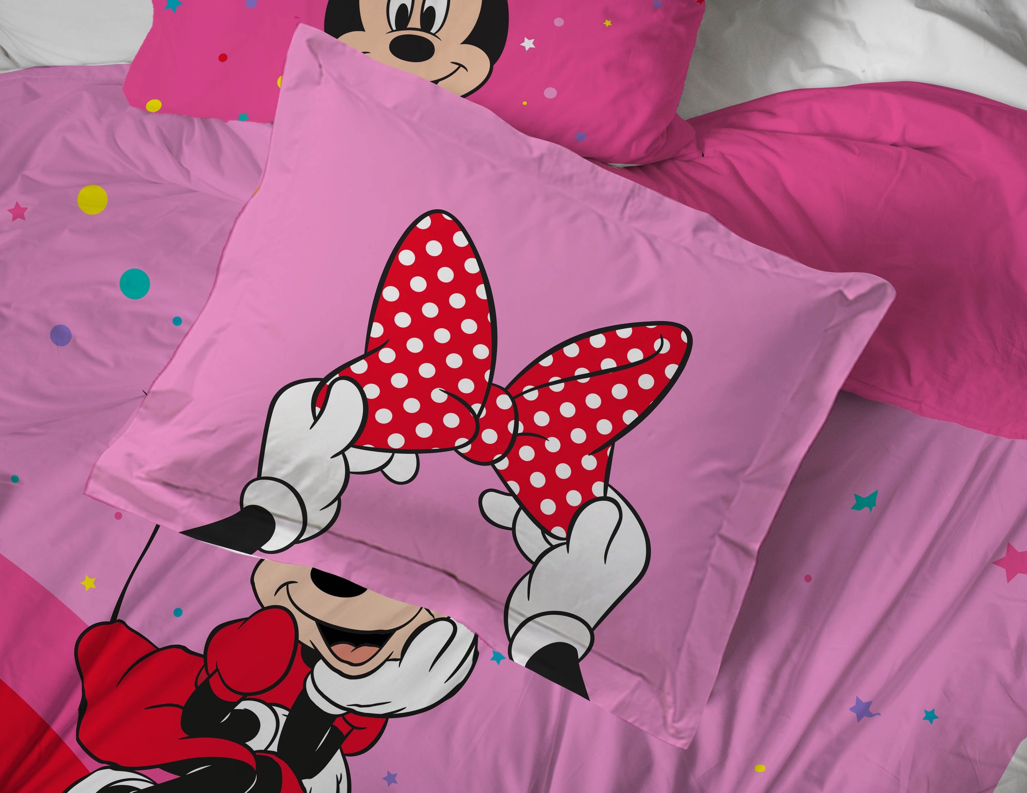 Sunny Side Up Disney Minnie Mouse Rainbow Dots Bed Set with Sham