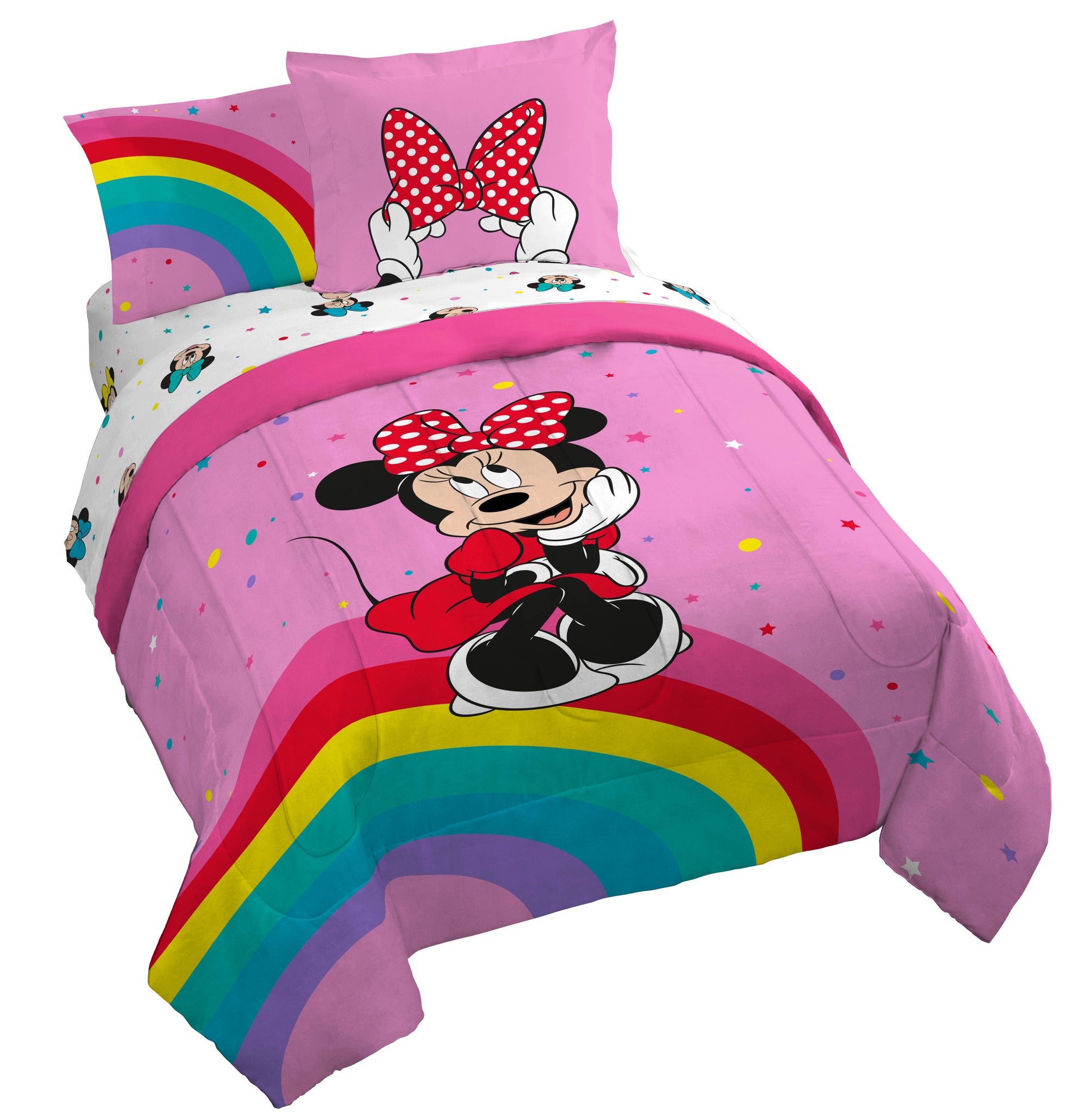 Sunny Side Up Disney Minnie Mouse Rainbow Dots Bed Set with Sham