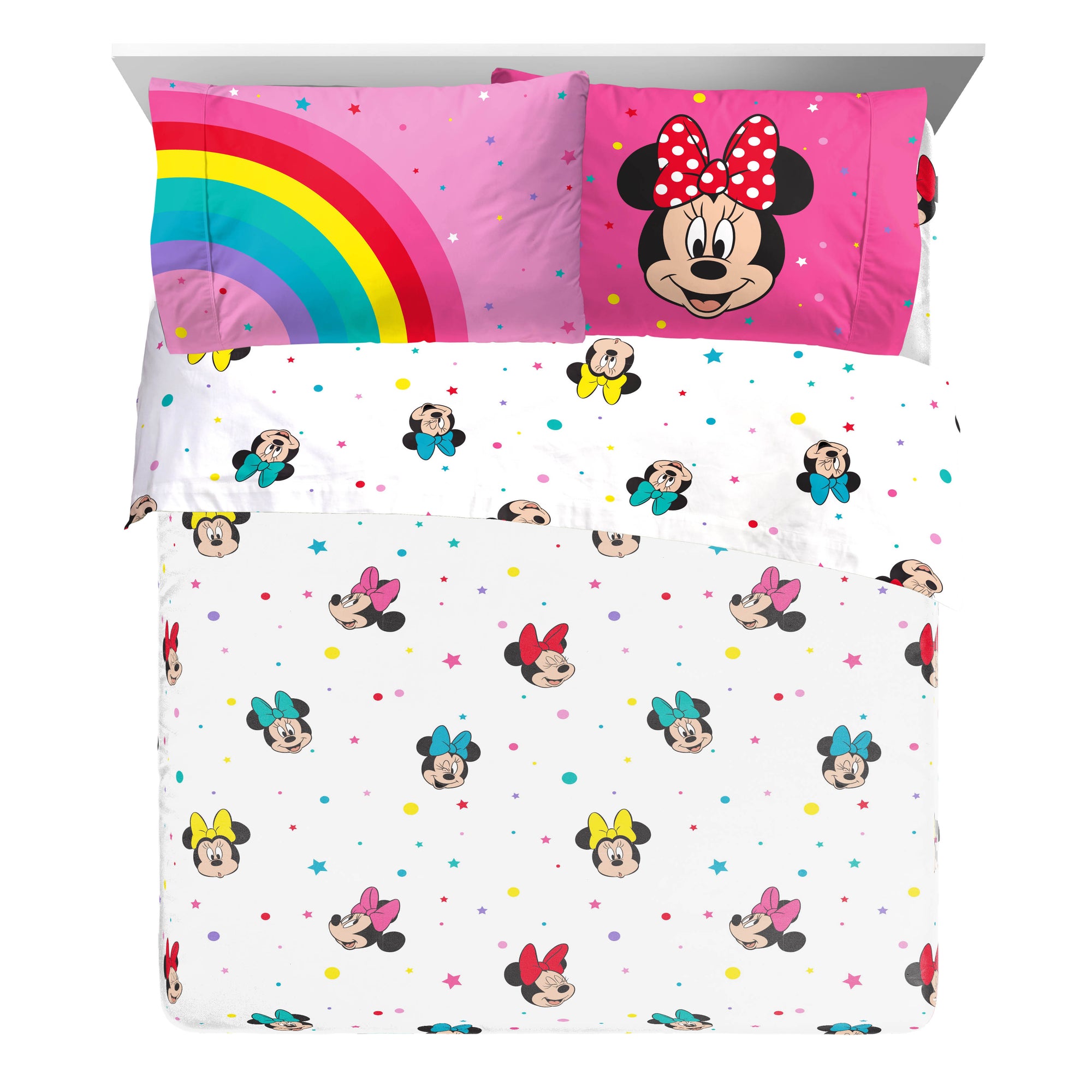 Sunny Side Up Disney Minnie Mouse Rainbow Dots Bed Set with Sham