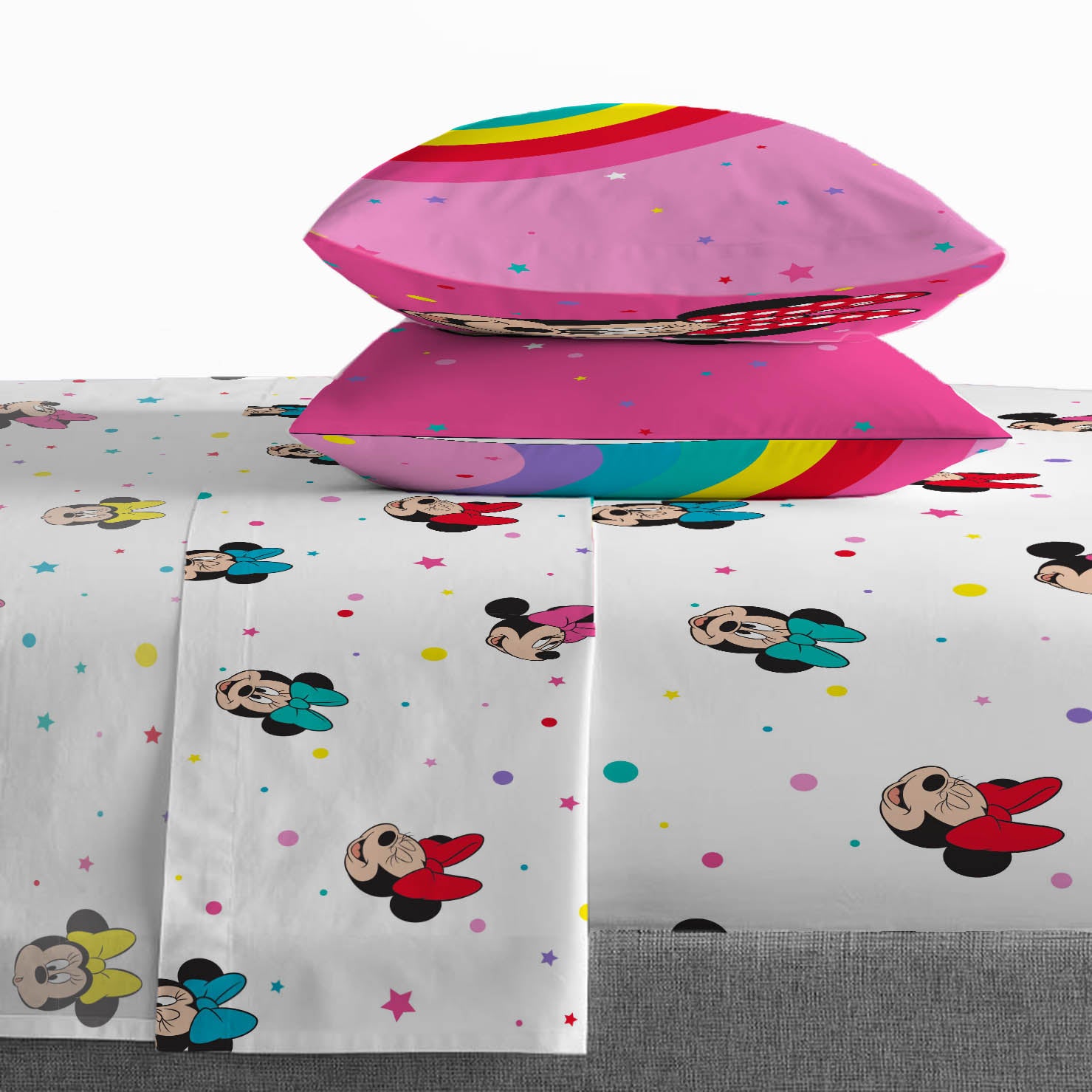 Sunny Side Up Disney Minnie Mouse Rainbow Dots Bed Set with Sham