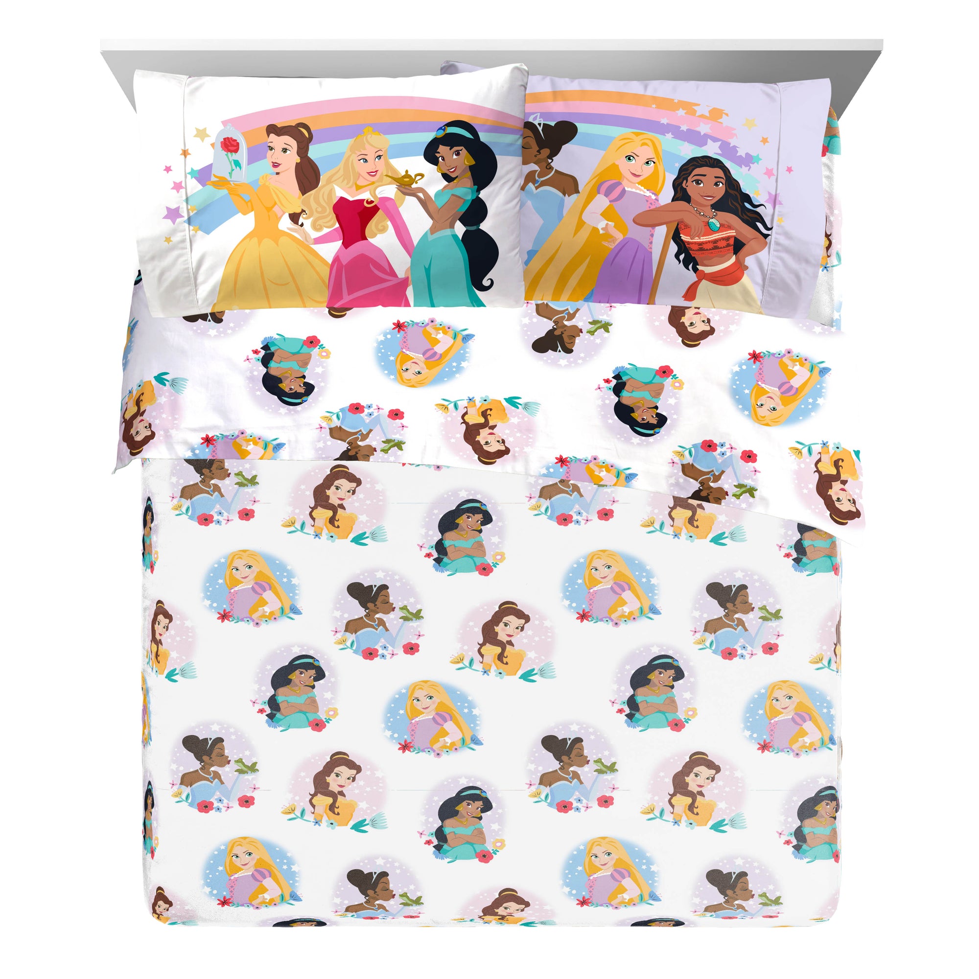 Sunny Side Up Disney Princess Rainbow Stars Sheet Set