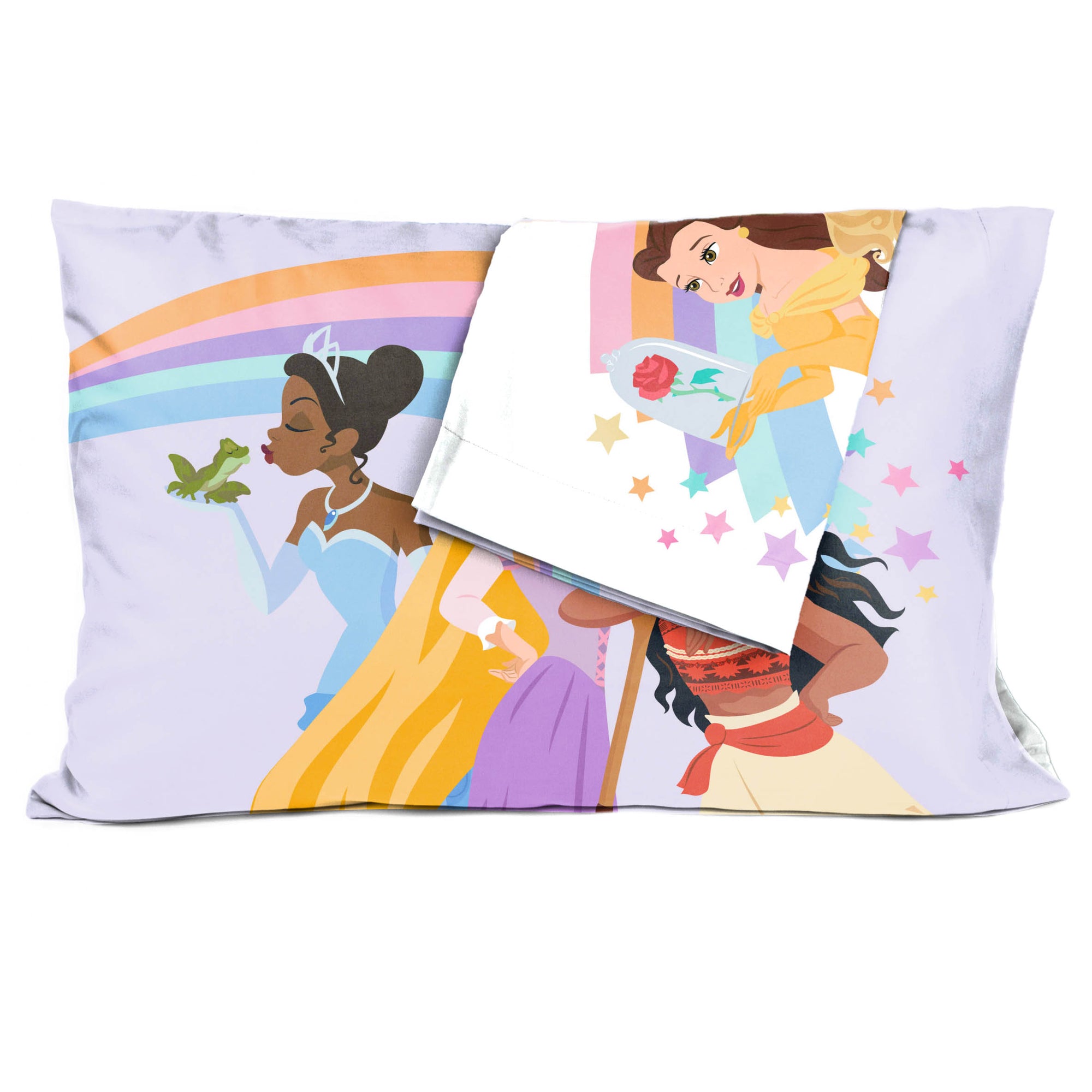 Sunny Side Up Disney Princess Rainbow Stars 2 Pack Pillowcase