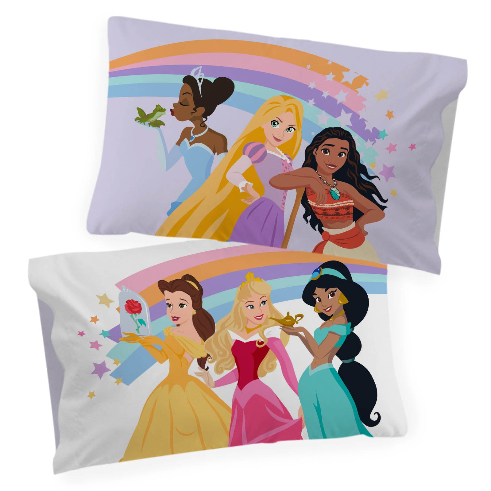 Sunny Side Up Disney Princess Rainbow Stars 2 Pack Pillowcase