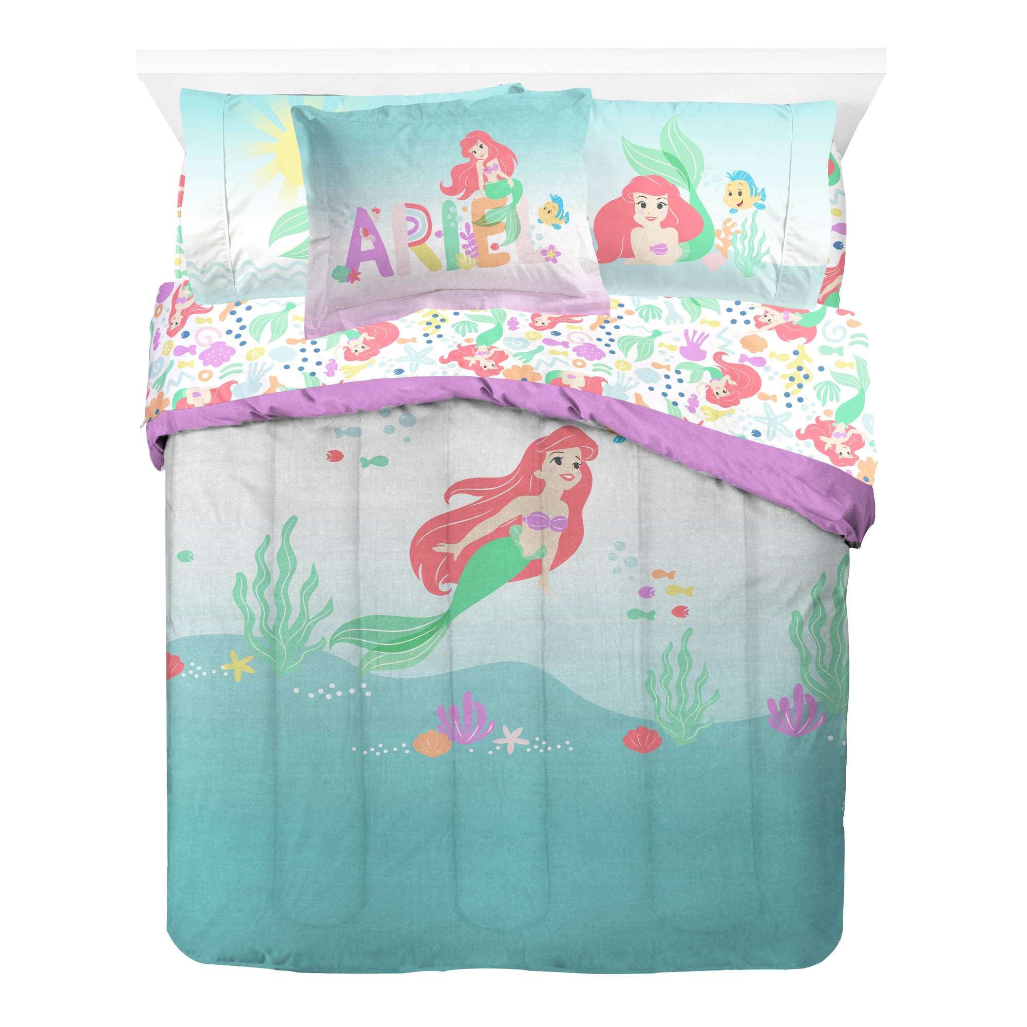 Sunny Side Up Disney The Little Mermaid Pastel Life Bed Set with Sham