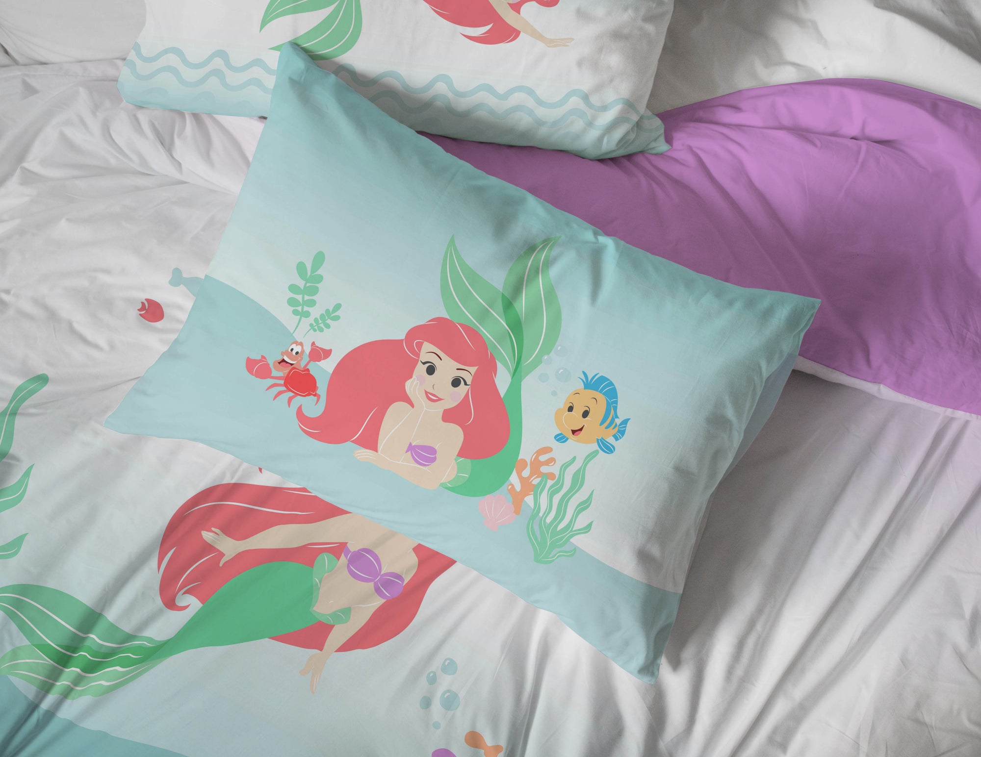 Sunny Side Up Disney The Little Mermaid Pastel Life Bed Set with Sham