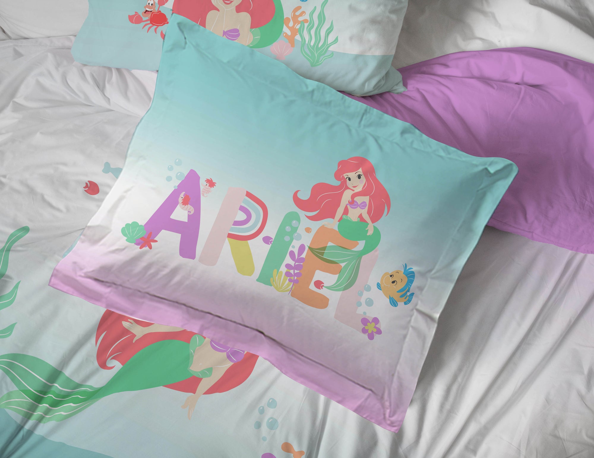 Sunny Side Up Disney The Little Mermaid Pastel Life Bed Set with Sham