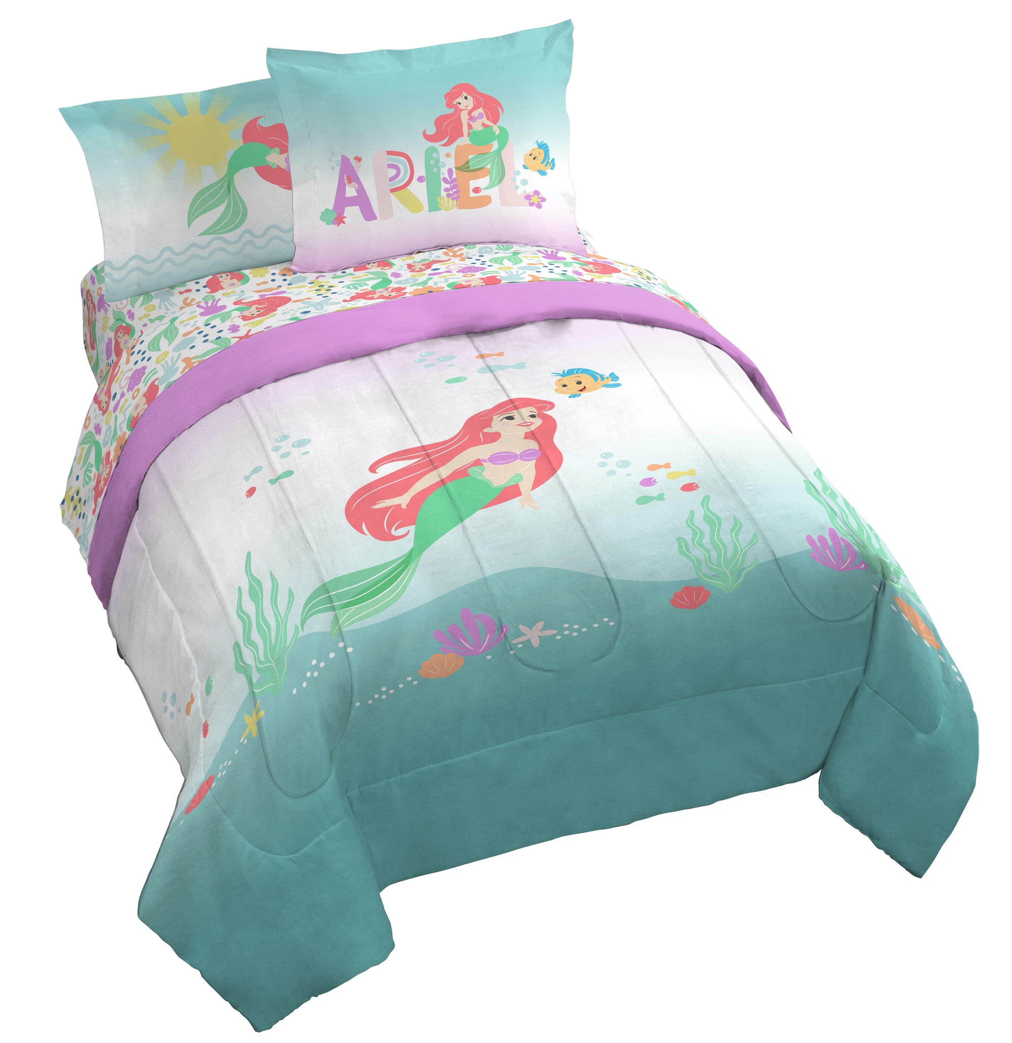 Sunny Side Up Disney The Little Mermaid Pastel Life Bed Set with Sham