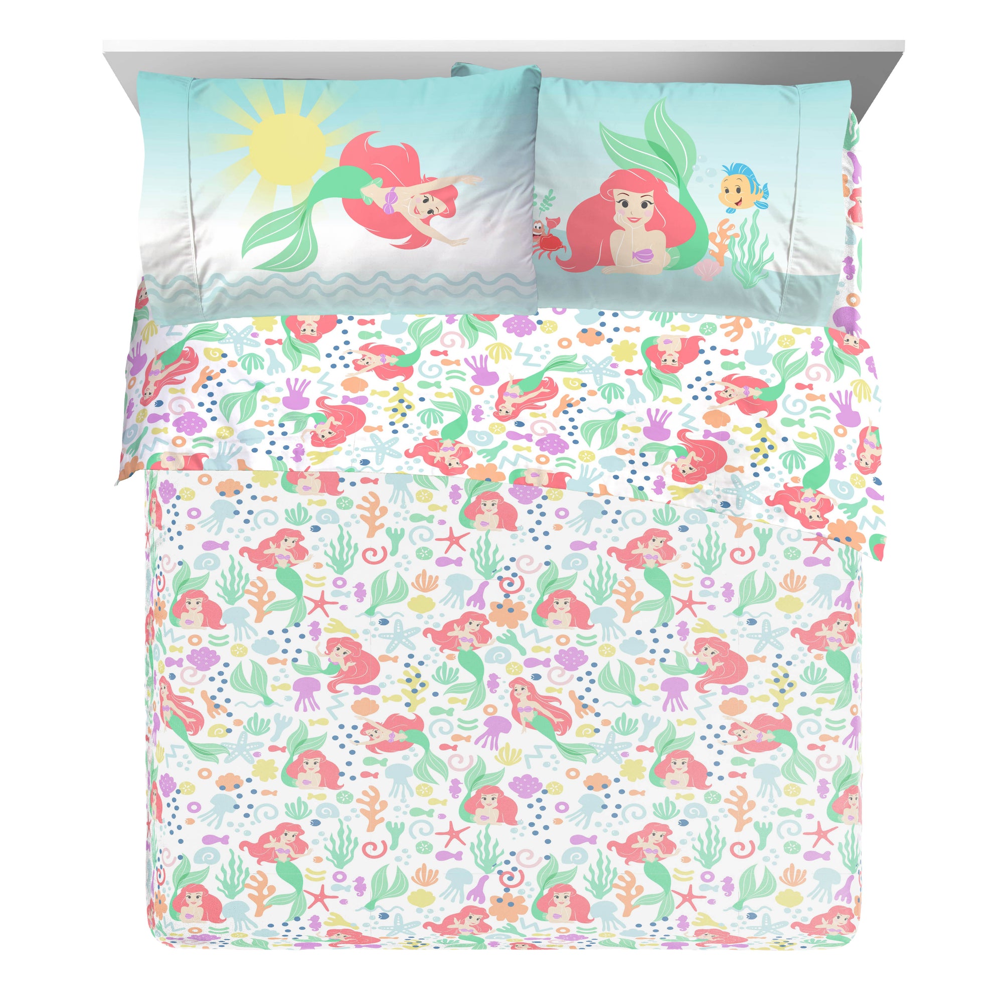 Sunny Side Up Disney The Little Mermaid Pastel Life Bed Set with Sham