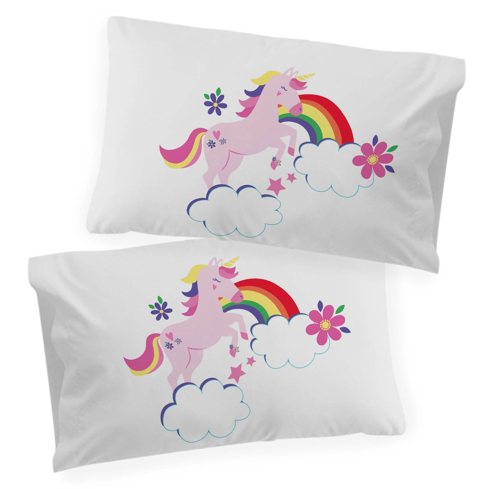 Sunny Side Up Rainbow Unicorns 2 Pack Pillowcase