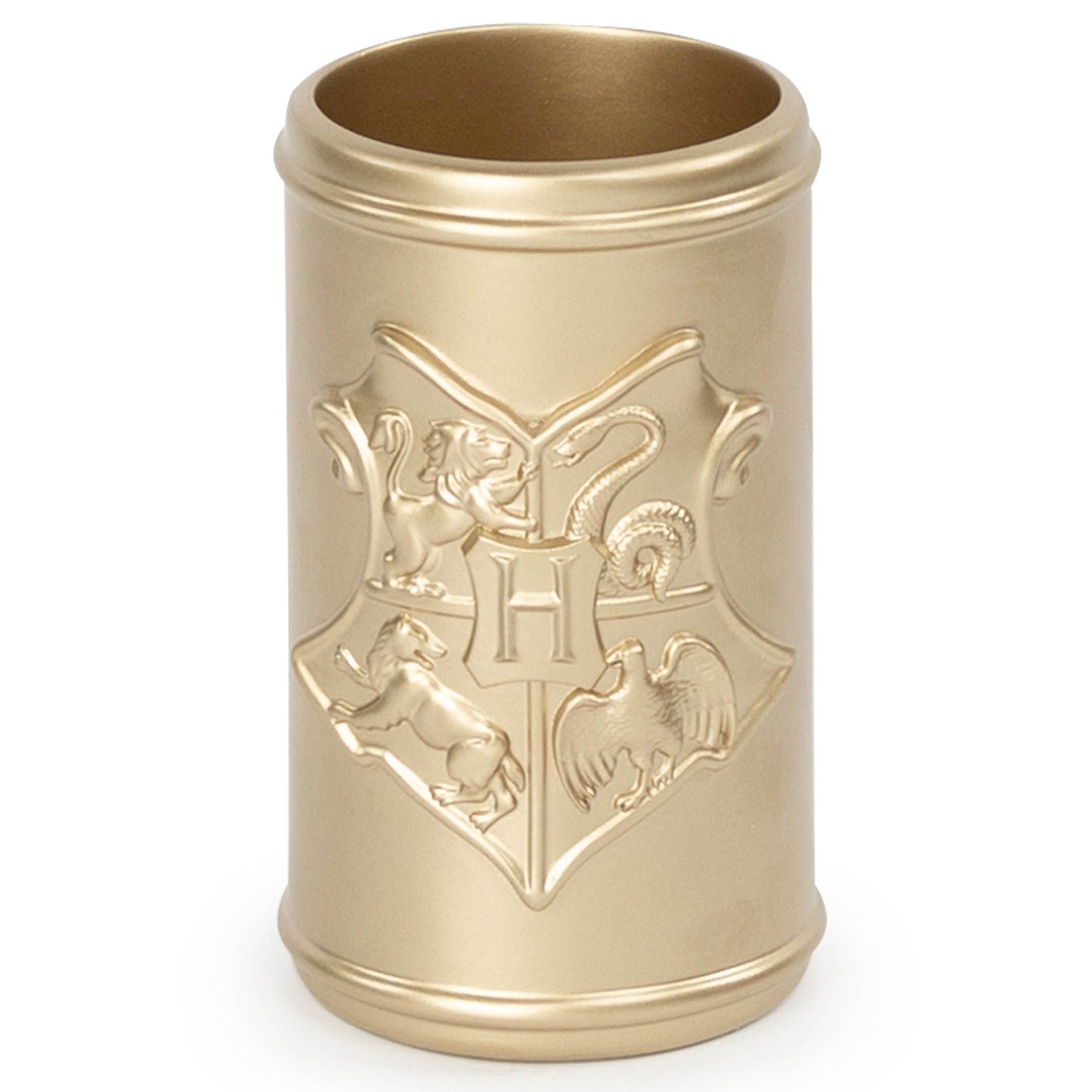 Jay Franco Harry Potter Gold Hogwarts Crest Resin Bathroom Tumbler