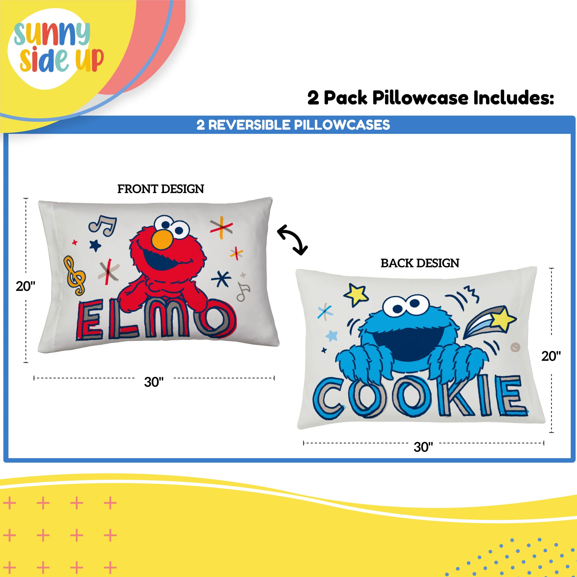 Sunny Side Up Sesame Street 2 Pack Pillowcase